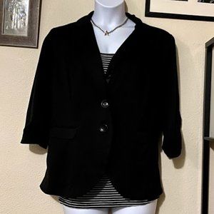 Torrid Black Studio Ponte Two Button Tuxedo Blazer